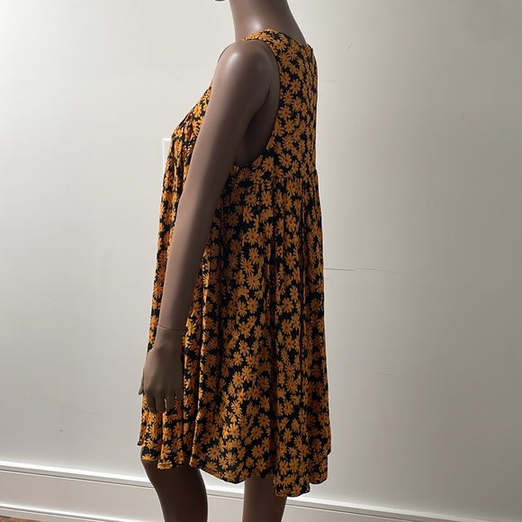 Free People Electric Daisy Mini Dress Sleeveless Pockets Orange Black 12 New - Picture 6 of 10